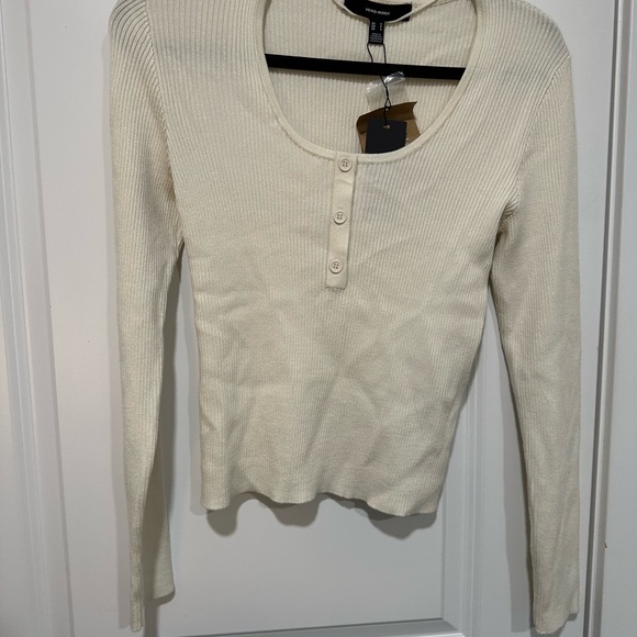 Vero Moda Ivory Ribbed Long Sleeve Top - Picture 1 of 9